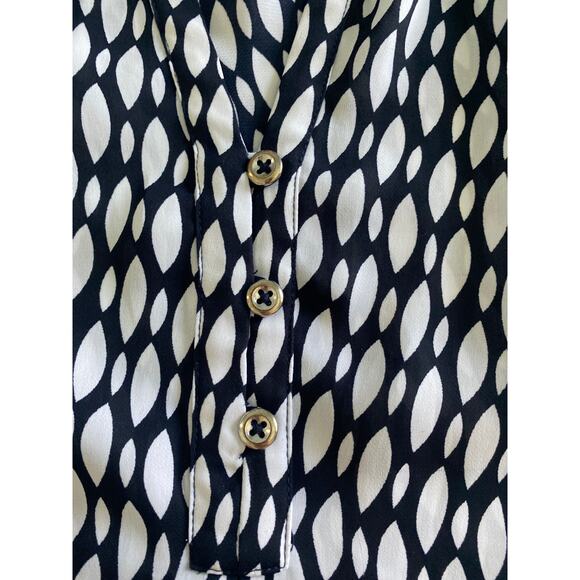 Banana Republic Blue White Geometric Sleeveless Blouse‎ Sz M - Picture 7 of 9